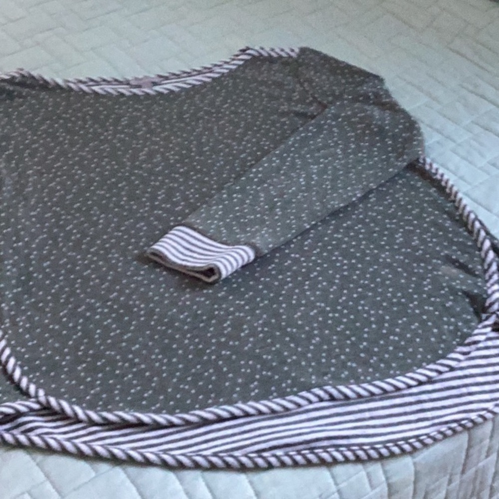 T by Talbots top. Olive and white print. Size medium petite